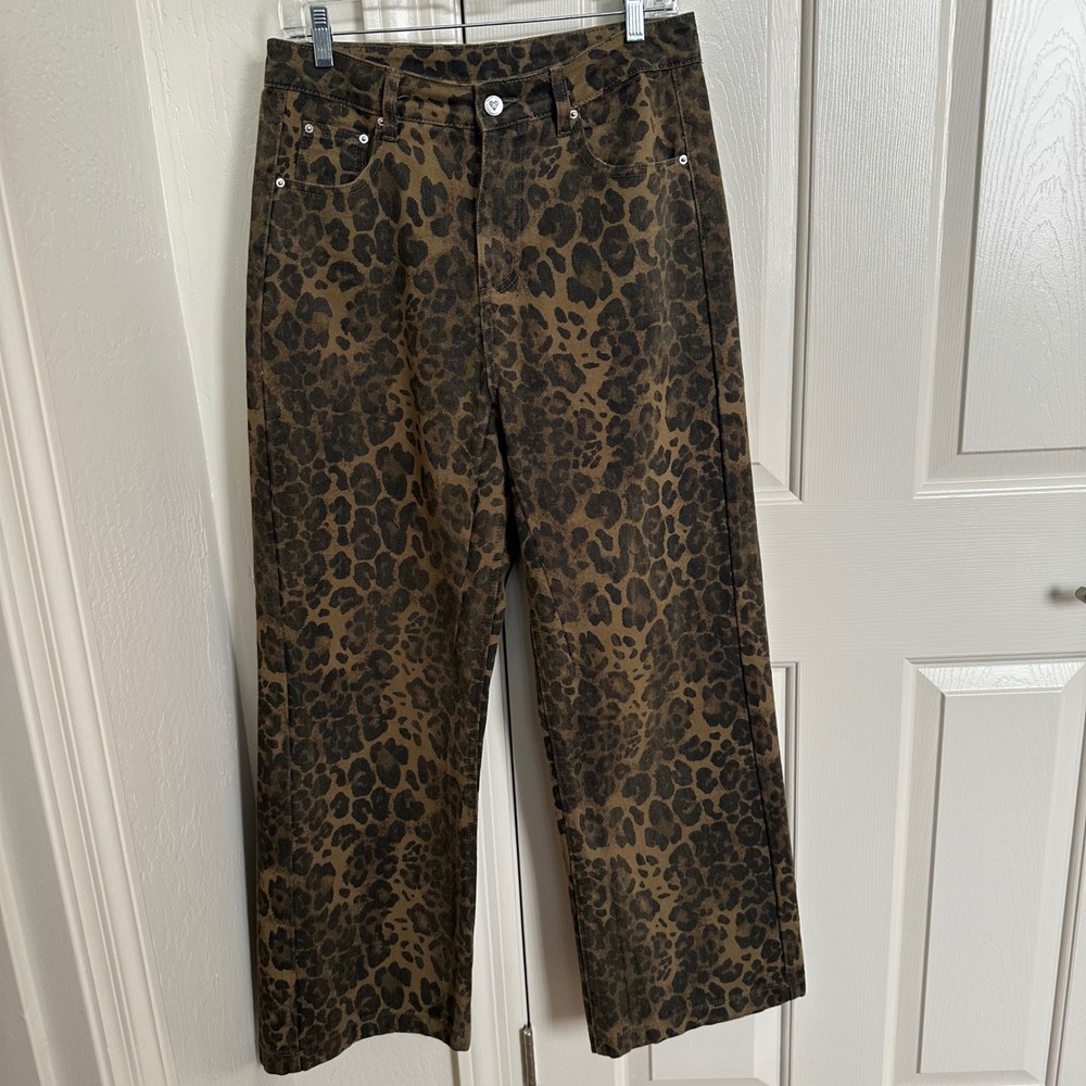 Aelfric Eden Leopard Print Straight Leg Jeans Brown‎ Size 30 - Picture 3 of 10